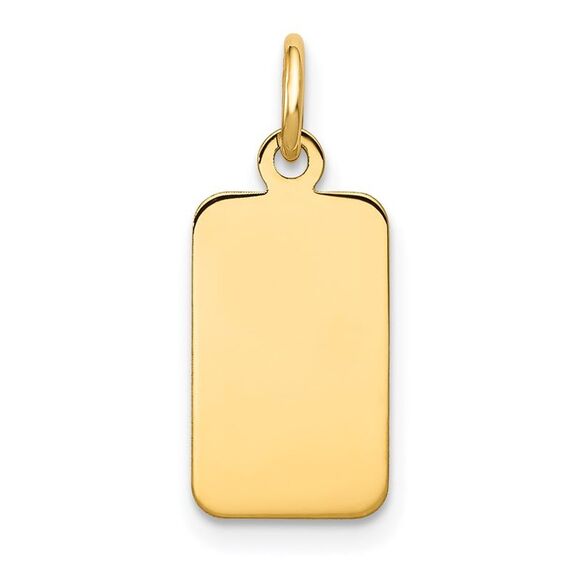 Kazi Luxury 14k Yellow Gold Plain .013 Gauge Engravable Rectangular Disc Charm